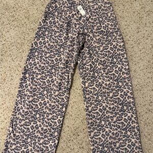 Aerie leopard print trouser wide leg sweat sweatpants